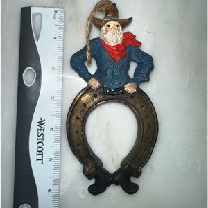 Vintage horseshoe cowboy ornament